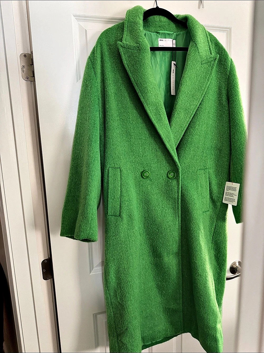 NWT Green Double-Breasted Coat Long Trench Length